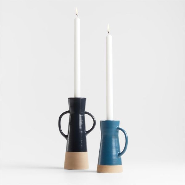 Sibely Ceramic Taper Candle Holders | Crate and Barrel