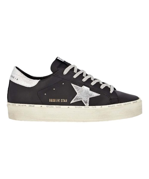 Black & Silver Hi-Star Leather Sneaker - Women