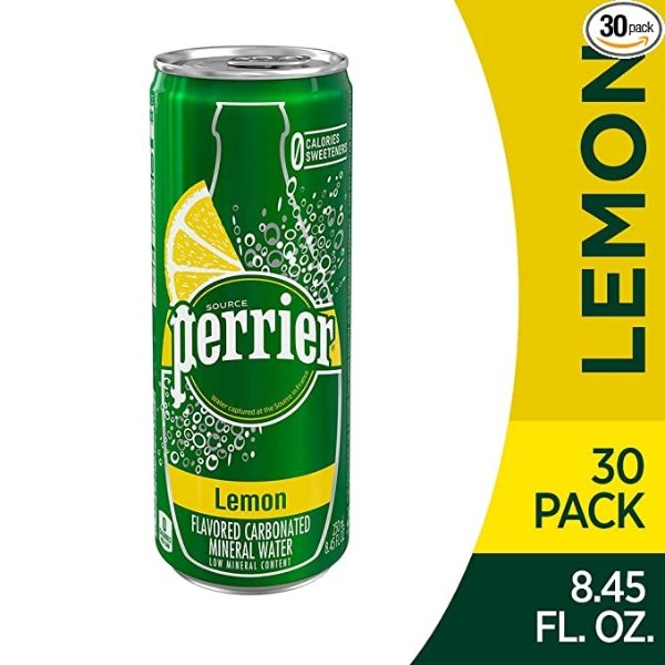 Lemon Flavored Carbonated Mineral Water, Slim Cans, 8.45 Fl Oz (30 Pack)