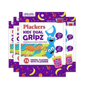 Plackers Kids Dental Floss Picks, 75 Count (Pack of 4)