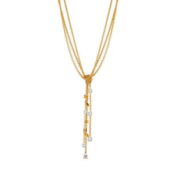 Botanical Gold Tone And Czech White Crystal Necklace 5535779