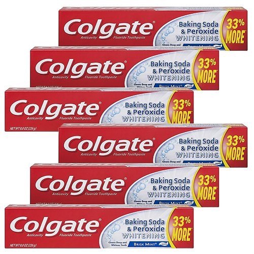 Baking Soda and Peroxide Whitening Toothpaste - 8 ounce (6 Pack)