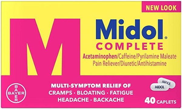 Complete Menstrual Pain Relief Caplets with Acetaminophen for Menstrual Symptom Relief - 40 Count