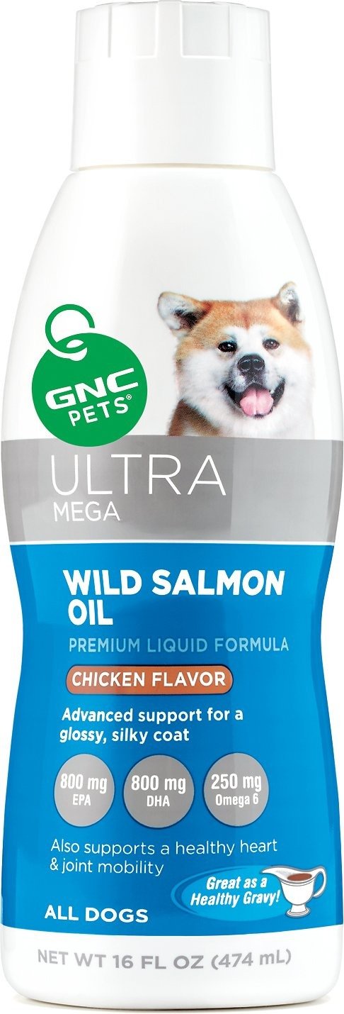 GNC Pets Ultra Mega Wild Salmon Oil Chicken Flavor Liquid Dog Supplement, 16-oz bottle - Chewy.com