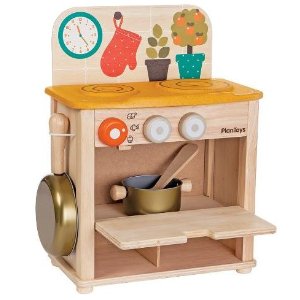 Amazon有Plan Toys 全木质厨房灶台玩具组热卖