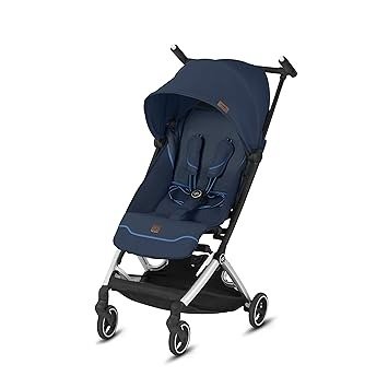Pockit+ All City, Ultra Compact Lightweight Travel Stroller with Front Wheel Suspension, Full Canopy, and Reclining Seat in Night Blue