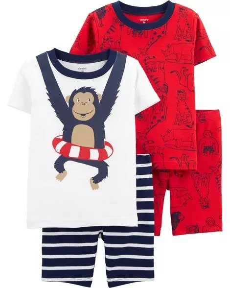 小童猴猴睡衣4件套，也有婴儿码