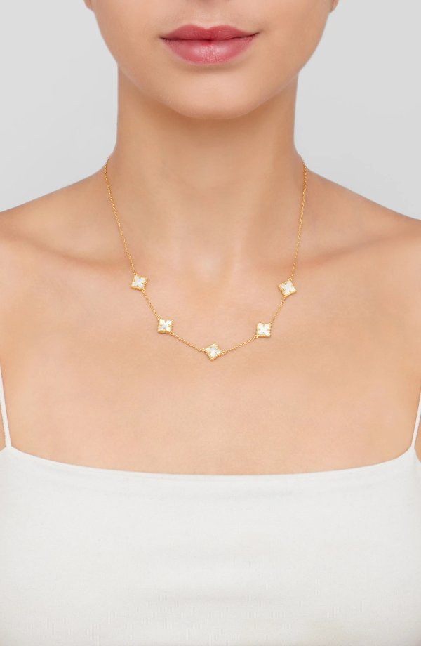 White Mother of Pearl Station Chain Necklace