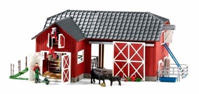 Large Red Barn with Animal Figurines & Accessories (72102)