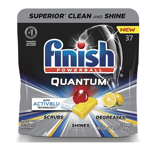 - Quantum with Activblu Technology - Dishwasher Detergent - Ultra Degreaser with Lemon - Powerball - Ultimate Clean and Shine - Dishwashing Tablets - 37 Count