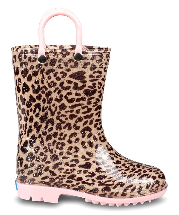 Pink & Brown Leopard Rain Boot - Girls