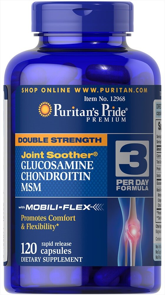 Double Strength Glucosamine, Chondroitin & MSM Joint Soother® 120 Capsules | Joint Support Supplements | Puritan's Pride
