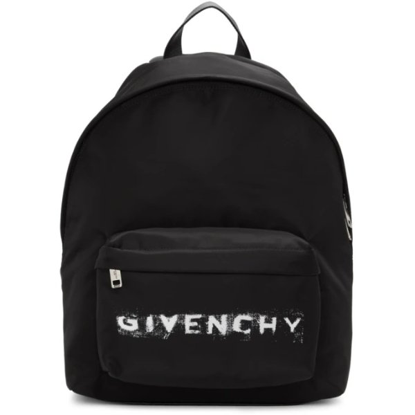 - Black Nylon Logo Backpack