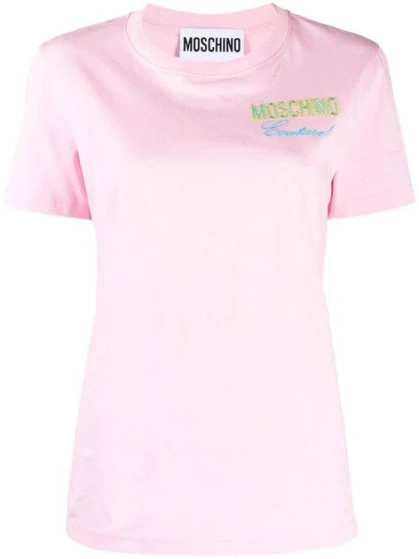 couture embroidered t-shirt in pink