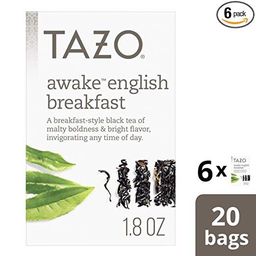 Awake English Breakfast Tea Bags for a bold and delightful traditional breakfast-style black tea Black Tea high caffeine level 20 count, Pack of 6