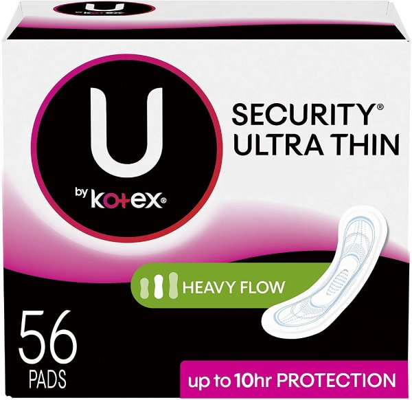 Security Ultra Thin Feminine Pads, Heavy Flow, Long, Unscented, 56 Count