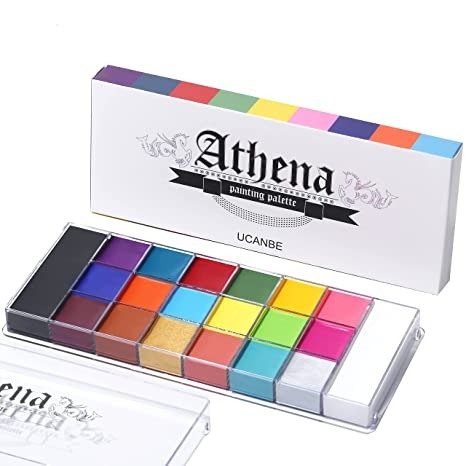 Athena Face Body Paint Oil Palette, Professional Flash Non Toxic Safe Tattoo Halloween FX Party Artist Fancy Makeup Painting Kit For Kids and Adult