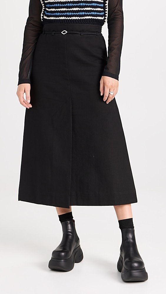 Cotton Suiting Maxi Slit Skirt