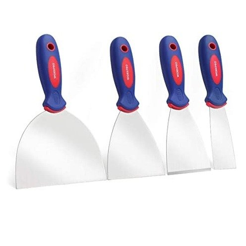 4-Piece Putty Knife Set, Stainless Steel Made - Perfect for Drywall Spackle, Taping, Scraping Paint, 1.5", 3", 4", 6"