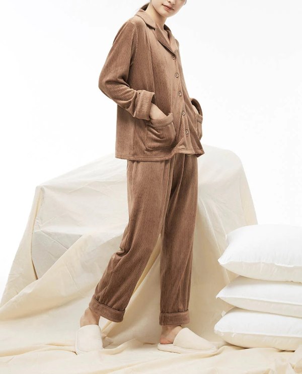 Long Sleeve Lapel Pajama Set