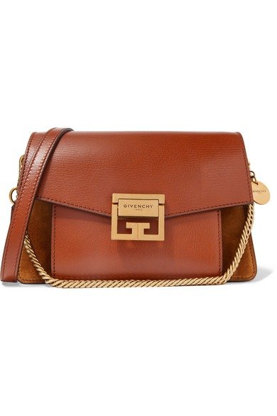 GV3 small textured-leather and suede shoulder bag