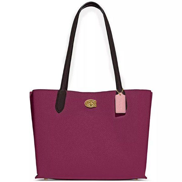 Polished Pebble Leather Willow Tote with Interior Zip Pocket
