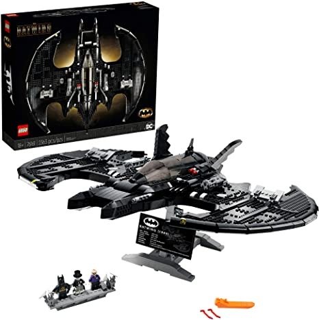 DC Batman 1989 Batwing 76161 Displayable Model with a Buildable Vehicle and Collectible Figures: Batman, The Joker – Mime Version and Lawrence The Boombox Goon, New 2021 (2,363 Pieces)