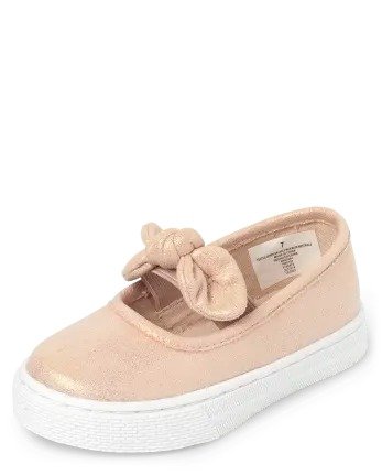 Toddler Girls Metallic Bow Slip On Sneakers | The Children's Place - ROSE GOLD