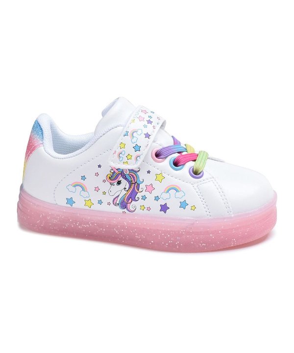 White & Pink Unicorn Sneaker - Girls