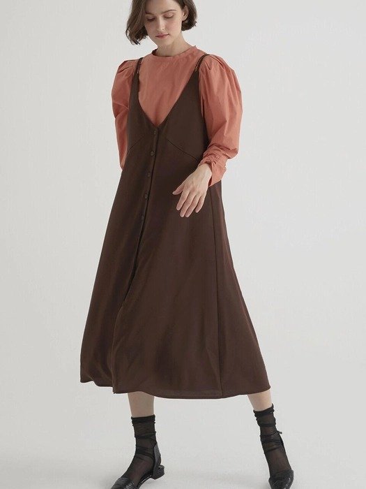 2 Way Layered Dress - Brown