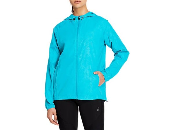 Women's Packable Jacket | Lagoon Embossed Linear Eclipse | Outerwear | ASICS