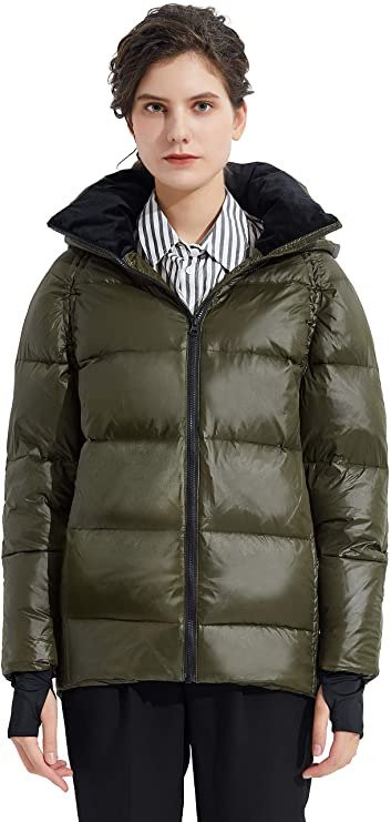 Light Down Jacket Women Bubble Winter Coat Hooded Cropped Puffer Jacket