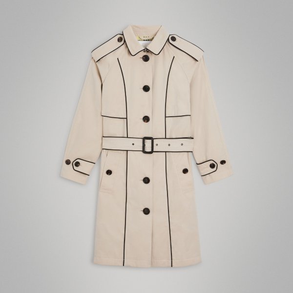 Piping Detail Tropical Gabardine Trench Coat