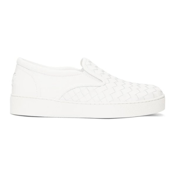 - White Intrecciato Dodger Slip-On Sneakers