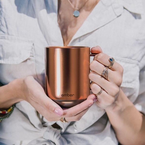 Temperature Control Smart Mug 2, 10 Oz, App-Controlled Heated Coffee Mug with 80 Min Battery Life and Improved Design, Copper
