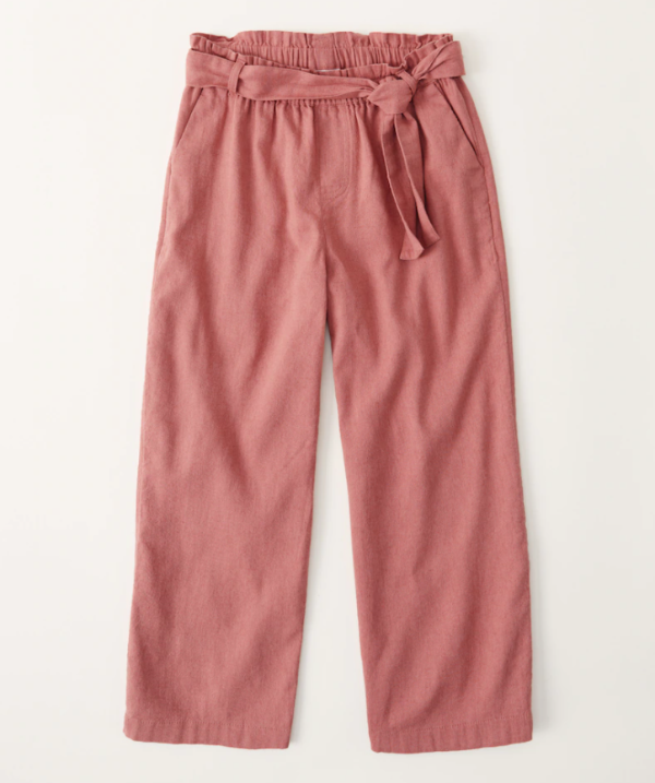 girls paperbag waist belted wide leg pants | girls clearance | Abercrombie.com