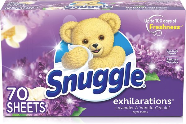Exhilarations Fabric Softener Dryer Sheets, Lavender & Vanilla Orchid, 70 Count