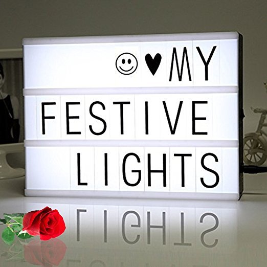 NOPTEG DIY Cinema Light Box with 90 Letters and LED Light - Free Combination, A4 Size (90 pc Signs)