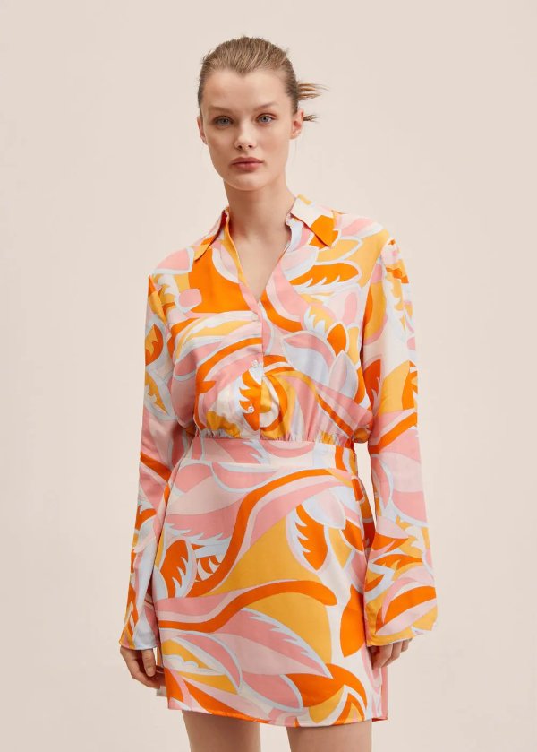 Flowy printed dress - Women | MANGO OUTLET USA
