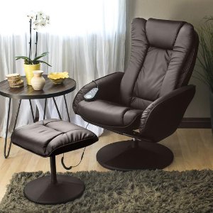 Faux Leather Electric Massage Recliner Chair w/ Ottoman