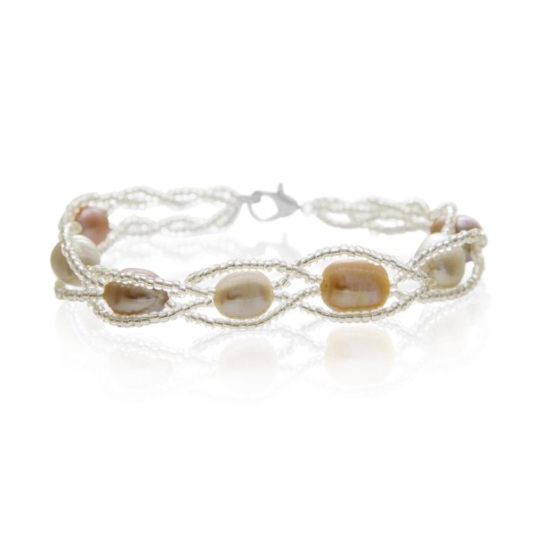 8mm Freshwater Cultured Pearl and Braided Bead Bracelet