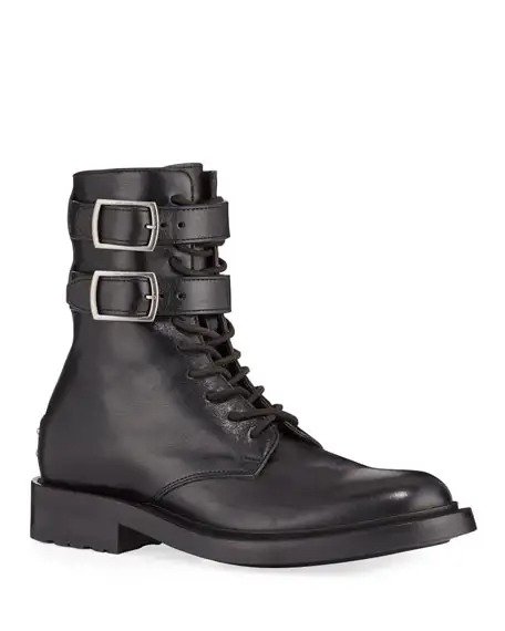 Army Stud Leather Combat Booties