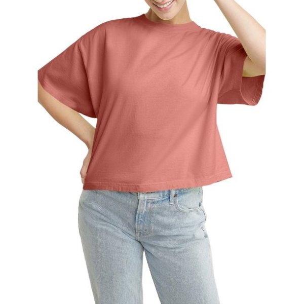 Hanes Originals Women's Garment Dyed Short Sleeve Cropped Sweatshirt