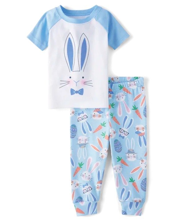 Baby And Toddler Boys Matching Family Short Raglan Sleeve Easter Bunny Snug Fit Cotton Pajamas | The Children's Place - BROOK