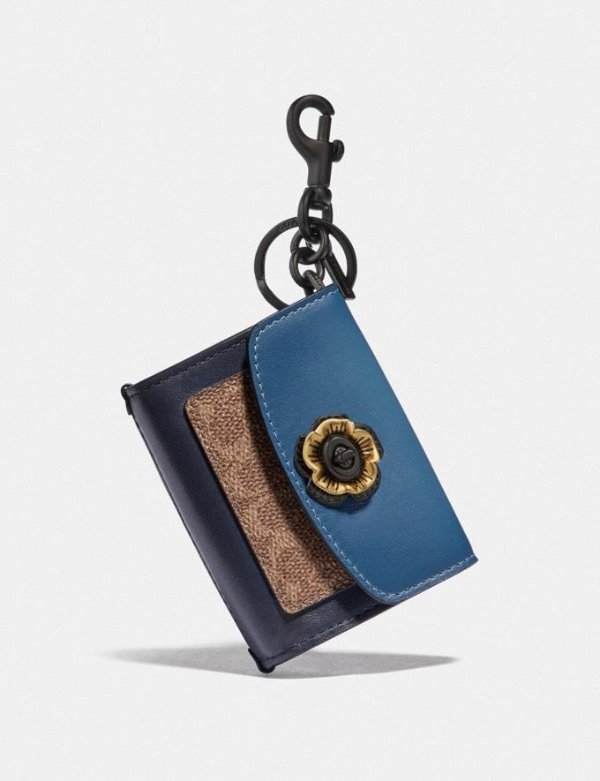 Mini Parker Bag Charm in Colorblock Signature Canvas With Snakeskin Detail