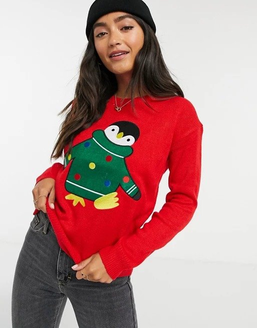 Brave Soul penguin christmas sweater 