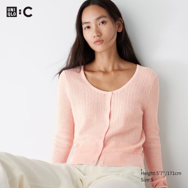 Lace Round Neck Long-Sleeve Short Cardigan | UNIQLO US
