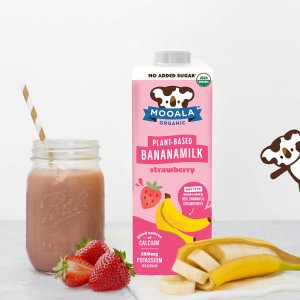 Mooala – Organic Strawberry Bananamilk, 1L (Pack of 6) – Shelf-Stable, Non-Dairy, Nut-Free, Gluten-Free, Plant-Based Beverage with No Added Sugar