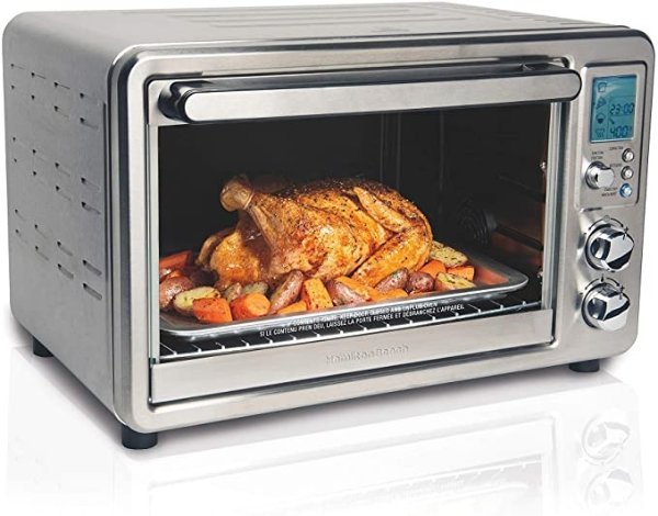 31190C Digital Display Countertop Convection Toaster Oven with Rotisserie, Large 6-Slice, Stainless Steel