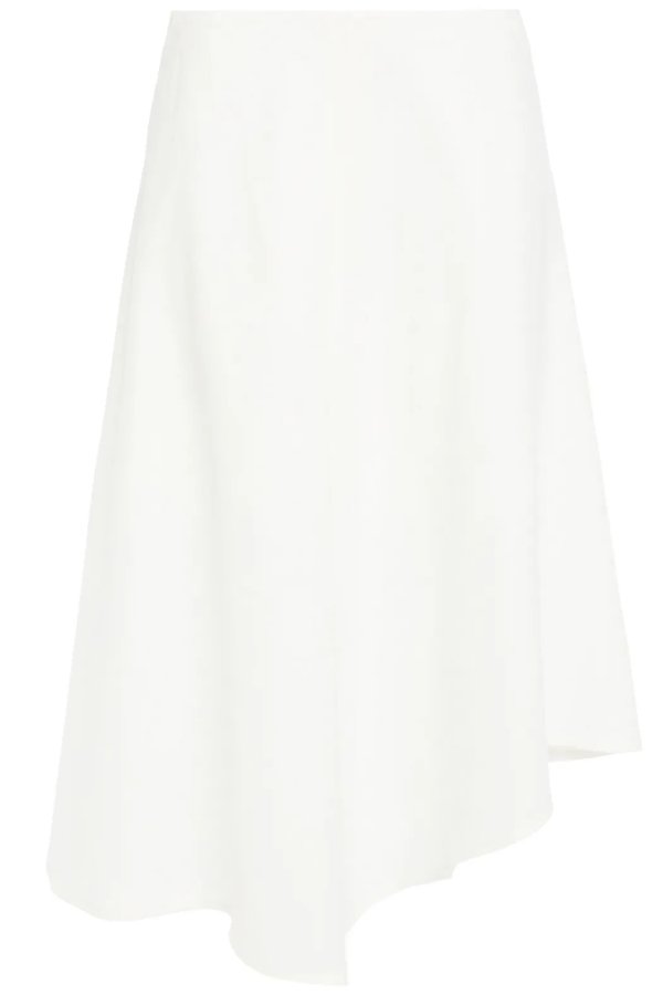 Asymmetric linen and cotton-blend twill skirt